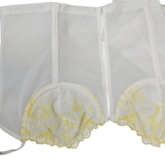 Y2K Festival Party Dainty White Lace Yellow Floral Corset‎ Crop Top White Fox M - Picture 5 of 12